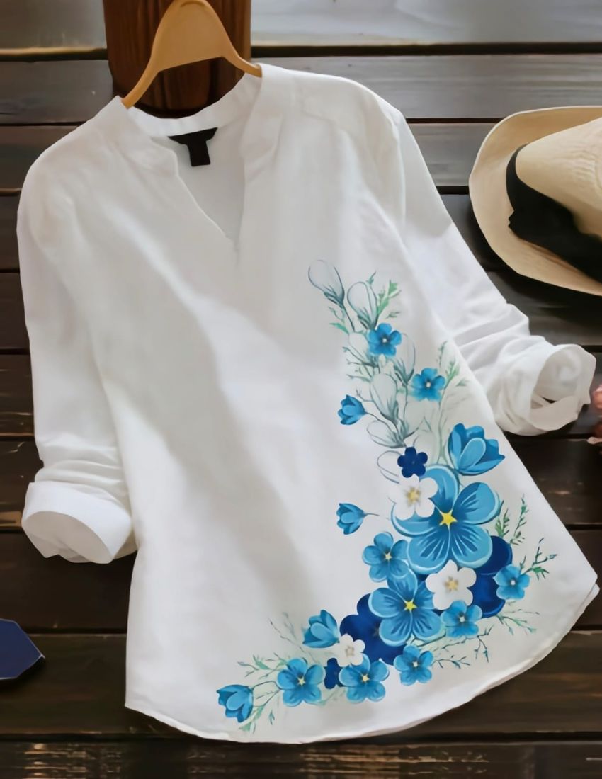 flower design dress shirts Albini Beige Small Floral Print Shirt