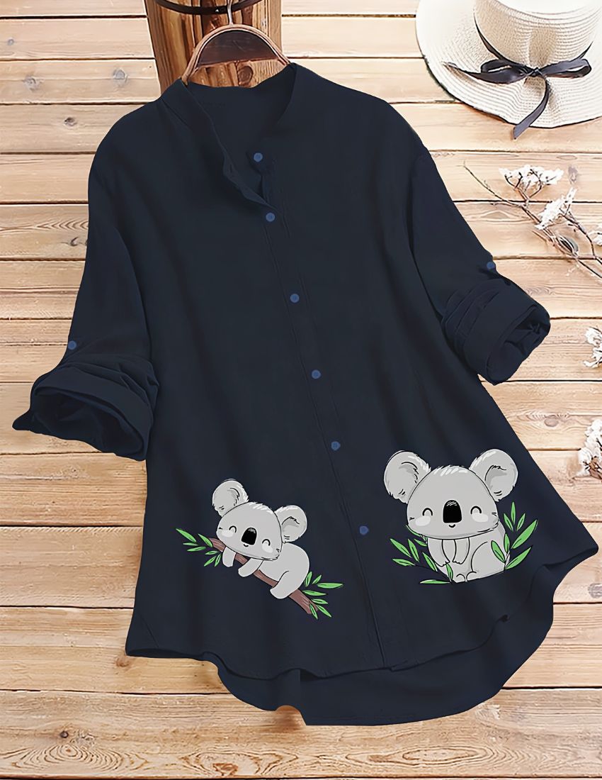 Sloth Bear Top for Women - Blue