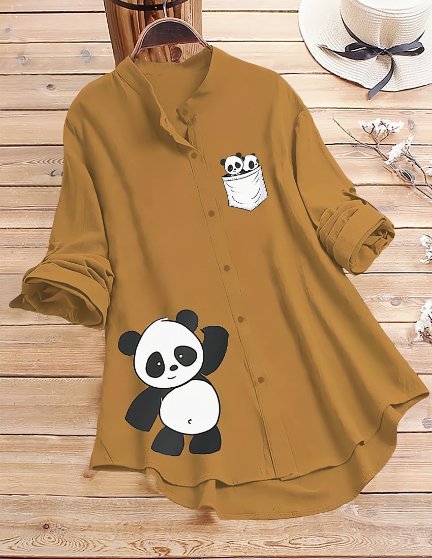 Playful Panda Design Top - Yellow