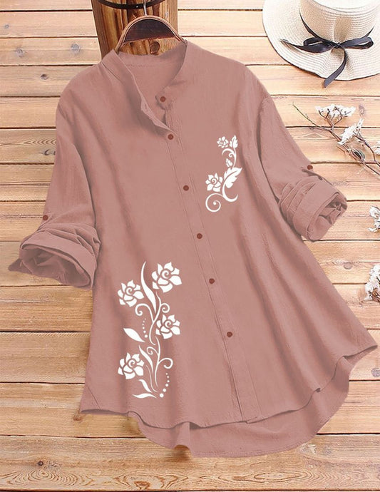 Rose Vine Printed Top - Peach