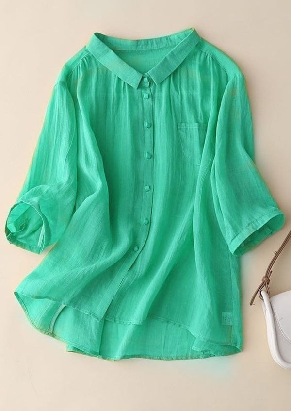 Mint Casual Button-Down Blouse