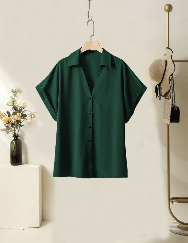 Elegant Dark Green Button-Up Shirt