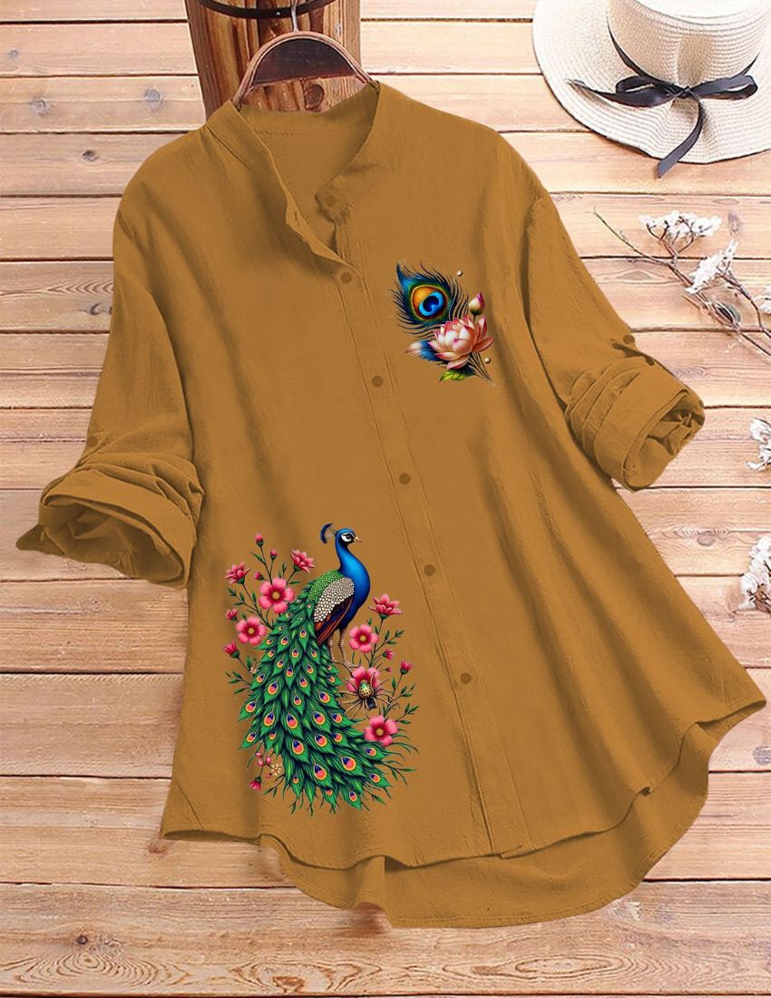 Mayura Print Tunic Top - Yellow