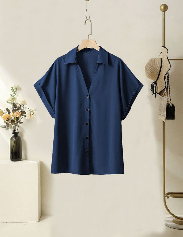 Stylish Prussian Blue Button-Up Shirt