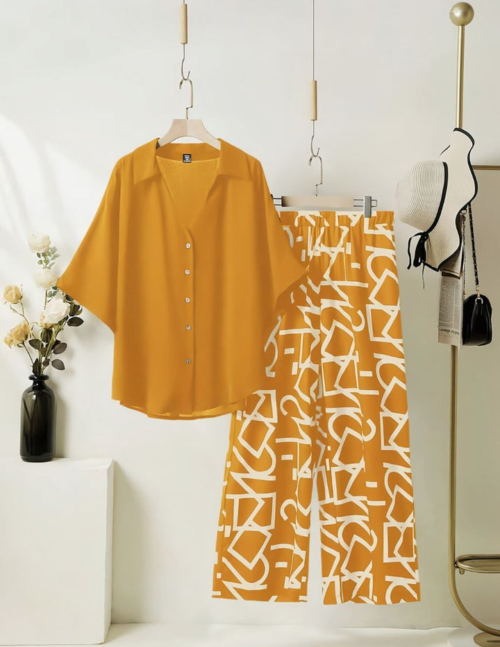 Woven Designed Sleeveless Top With Palazzo Coord Set