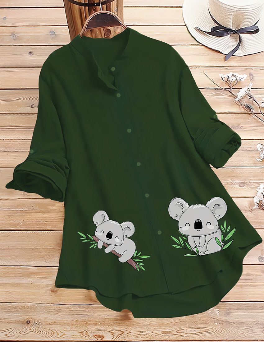 Sloth Bear Top for Women - Dark Green