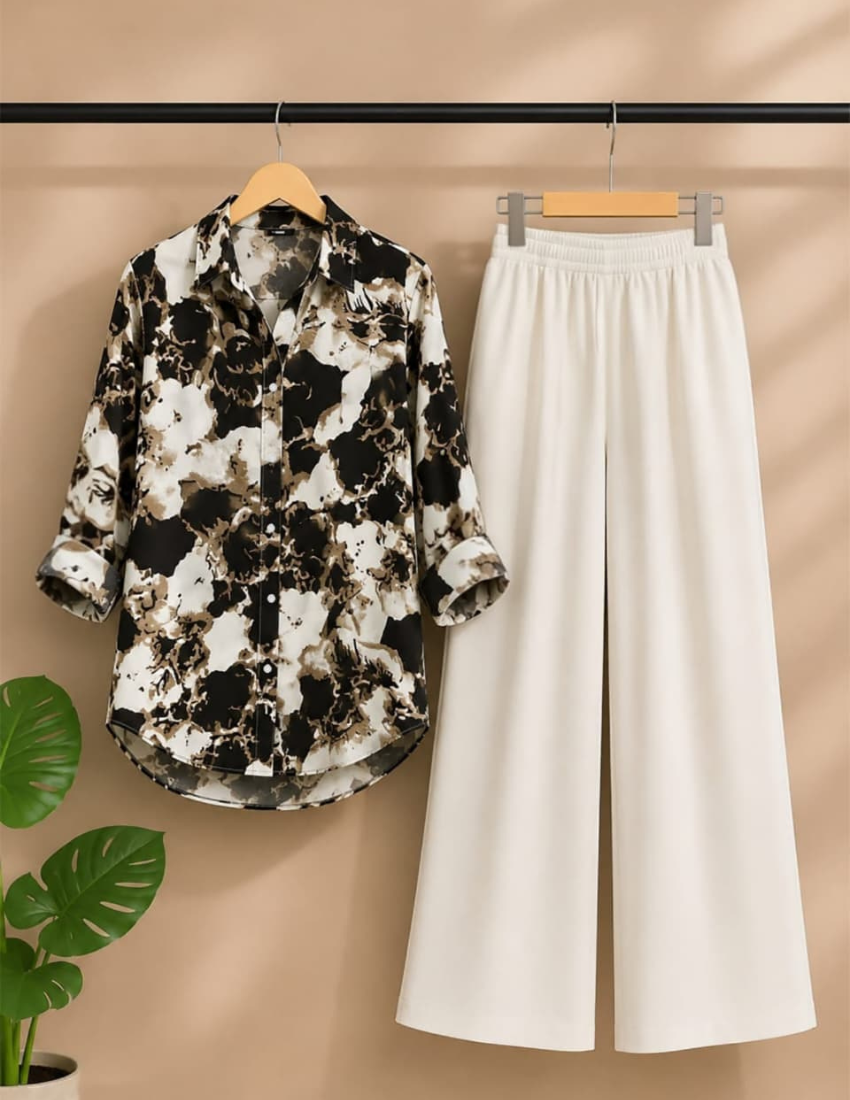 Monochrome Abstract Print Co-Ord Set